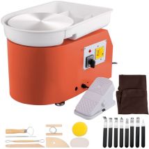 Mophorn - 11in Pottery Wheel 0-300 rpm Ceramic Wheel 350W Adjustable Speed with Sculpting Tools and Apron Foot Pedal Control Orange for Art Craft