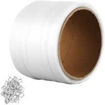 Rouleau de cerclage en sangle tissee pour emballage, 100 m x 19 mm x 0,9 mm, bobine de cerclage robuste pour palettes, haute resistance 800 kg,
