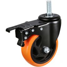 Roulettes Pivotantes Lot de 4 Roulettes Pivotantes a Tige Filetee Industrielles 101,6 mm Roues Silencieuses avec Frein a Double Verrouillage a/b