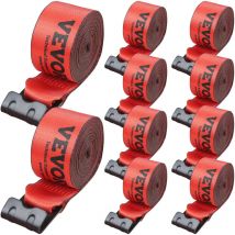 Mophorn - vevor Sangle de Treuil 10,2 cm x 9,1 m Lot de 10 Capacite de Charge 2,7 t Resistance Rupture 8,2 t Sangles de Camion avec Crochet Plat,