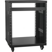 Vevor - Scaffale Porta av 12U, 46 cm, Supporto per studio registrazione stereo di rete, 226,8 kg, Ruote bloccabili, Fori rotondi e quadrati, per