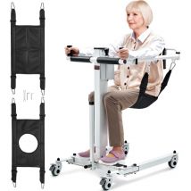 Sedia Elettrica per Trasferimento dei Pazienti, Sedia a Rotelle Pieghevole per Sollevamento, Altezza e Larghezza Regolabili, Sedia da Doccia
