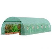 Serra a tunnel walk-in, Serra per piante a tunnel con pellicola 890x295x198 cm con telaio in acciaio zincato, Copertura in pe verde, porta con