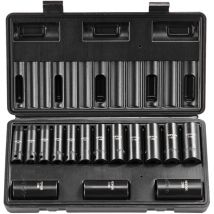 Set di bussole a percussione da 3/8 pollici, Set di bussole profonde da 15 pezzi metrico 8-22 mm, Acciaio legato Cr-Mo a 6 punti per riparazioni