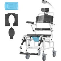 Vevor - Shower Wheelchair, 17.5in Width Aluminum Alloy Bathroom Wheelchair for Inside Shower, Adjustable Rolling Shower Chair w/ Brake for Disabled