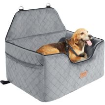 Siege deauto pour chiens moyens et grands 25 kg, siege rehausseur pour chien, avec poche de rangement, laisse de securite a clipser, rembourrage en