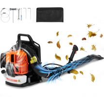 Soffiatore per Foglie a Gas, Spazzaneve a Zaino a 2 Tempi 63CC, Serbatoio Carburante da 1,89 l, Volume deAria 1110 cfm per Cura del Prato, Pulizia