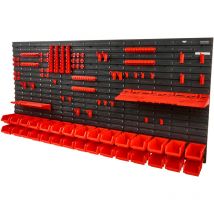 Stapelboxen, 30-Behälter-Teileregal-Organizer für Garage, Kunststoff-Ladenwerkzeug mit Wandpaneelen/Werkzeughaltern/Haken, für Muttern, Bolzen,