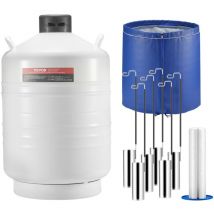 Stockage deazote liquide, recipient cryogenique en aluminium de 30 l, recipient LN2 avec six bidons et sac de transport a bandouliere, ideal pour les