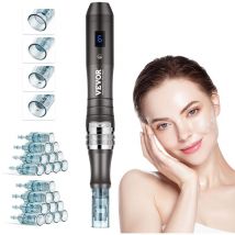 Vevor - Stylo de Microneedling Visage 20 Aiguilles Jetables, Stylo Derma Electrique Professionnel Appareil de Beaute Dermapen a 6 Vitesses Variables