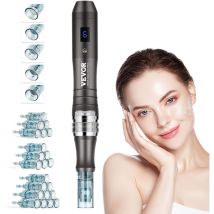 VEVOR Stylo de Microneedling Visage 22 Aiguilles Jetables, Stylo Derma Electrique Professionnel Appareil de Beaute Dermapen a 6 Vitesses Variables