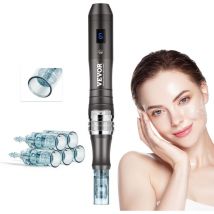 VEVOR Stylo de Microneedling Visage 5 Aiguilles Jetables, Stylo Derma Electrique Professionnel Appareil de Beaute Dermapen a 6 Vitesses Variables