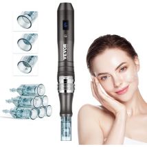 VEVOR Stylo de Microneedling Visage 6 Aiguilles Jetables, Stylo Derma Electrique Professionnel Appareil de Beaute Dermapen a 6 Vitesses Variables