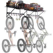 Vevor - Support de rangement pour velo, 1600 mm, 4 porte-velos avec 2 etageres, organisateur maison et de garage, charge 226,8 kg, support mural