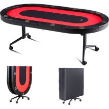 Mophorn - vevor Tavolo da Poker Pieghevole per 10 Giocatori, Tavolo da Poker Blackjack Texas Holdem con Guide Imbottite e Portabicchieri in Acciaio