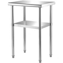 Mophorn - vevor Table de Travail Inox 61 x 46 x 91 cm Table de Preparation Inox 2 Niveaux Charge 272,4 kg Table de Cuisine Inox Etageres Reglables en