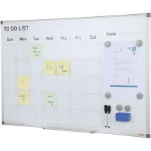 Mophorn - vevor Tableau Blanc Magnetique et Planning Mensuel 2-en-1 Calendrier Effacable a Sec Mural 91,5x61cm Cadre en Alu avec 2 Marqueurs 1