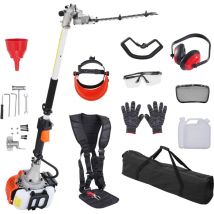 Taille-haie a gaz, 26 cc, taille-haie a perche moteur a 2 temps avec lame double face double action, tete de coupe reglable a 270°, outils de coupe