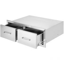 Bbq Island Drawers 30« w x 10 » h x 20 » d, Horizontal Double bbq Access Drawers Stainless Steel with Handle for Outdoor Kitchens or Patio Grill