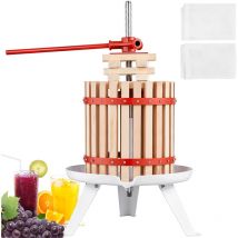 Vevor Torchio per Vini di Frutta 12 Litri 3,2 Galloni Torchietto Manuale Pressa per Succo Spremiagrumi con Impugnatura Cestello in Legno Massello