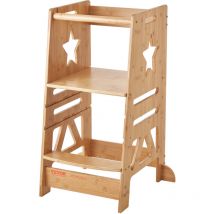 VEVOR Torre de Observación para Niños Carga de 158,9 kg Torre de Aprendizaje Montessori de Bambú 3 Alturas con Barandilla de Seguridad para Niños