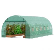 Walk-in Tunnel Greenhouse, 19.4x9.7x6.5 ft Hoop House Greenhouse Tunnel, Plant Hot House with Galvanized Steel Frame, Green pe Cover, Roll-up Zipper