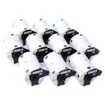 Vhbw - 10x Etiketten-Rolle mit Halter 102mm x 51mm (600 Etiketten) kompatibel mit Brother pt QL-580N, QL-650, QL-580 Etiketten-Drucker