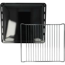 1x baking tray, 1x oven rack (2 Part Set) compatible with Electrolux EKE511503, EKE6005, EKG511111, EKG600102 Ovens - 42.2 x 37 x 4 cm - Vhbw