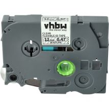 Vhbw - 1x Label Tape compatible with Brother pt H107B, H105NB, H105WB, H105WN, H105VP Label Printer 12 mm, Black on Transparent, Flexible