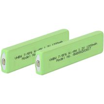 2x Cellules de batterie compatible avec Sharp MD-MT90, MD-ST55, MD-ST66, MD-MT888, MD-MT888H lecteur portable de dvd (1100mAh, 1,2V, NiMH) - Vhbw