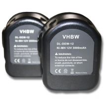 2x Batería recargable compatible con Rems Pressmaschinen herramientas eléctricas (3000 mAh NiMH 12 v) - Vhbw