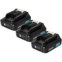 3x Batterie compatible avec Makita HP332D, HSS01D, HP332DSAJ, JR103D, HP332DZ, HP331DZ, HP331DZJ outil électrique (1500 mAh, Li-ion, 12 v) - Vhbw