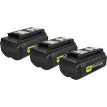 Vhbw - 3x Batterie compatible avec Ryobi 40V Backpack Blower, 40V 500 cfm Jet Fan, 40V Lithium Brushless outil électrique (4000 mAh, Li-ion, 36 v)