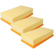 3x filtre plissé plat compatible avec Fein Turbo i aspirateur - Élément filtrant - Vhbw