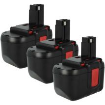 Vhbw - 3x Batterie compatible avec Bosch GBH24VF, baccs 24V, GBH-24V, 52324B, gks 24V, GCM24V, gkg 24V outil électrique (3000 mAh, NiMH, 24 v)