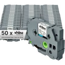 Vhbw - 50x Schriftband-Kassette kompatibel mit Brother pt p 700, rl 700 s Etiketten-Drucker 18mm Schwarz auf Weiß