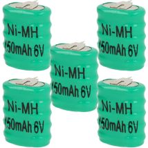 5x NiMH pile bouton de remplacement pour type 5/V150H 3 épingles 150mAh 6V convient pour les batteries de modélisme etc. - Vhbw