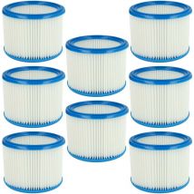 Vhbw - 8x Filtro plisado compatible con Nilfisk Alto Wap Attix 360-21, 360-11, 350-01, 25-11, 30, 30-21 pc, 30-11 pc, 30-01 aspiradora - azul blanco