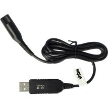 Câble de charge compatible avec Braun Waterflex MGK3040, MGK3060, MGK3080 (Typ 5514, 5515) rasoir - Câble d'alimentation, 120 cm, noir - Vhbw