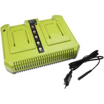 Chargeur double compatible avec Ryobi 40V 500 cfm Jet Fan, 40V Backpack Blower batteries Li-ion d'outils / de tondeuse - Vhbw
