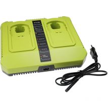 Chargeur double compatible avec Ryobi OPS-1820, ORS-1801, OWD-1801M, one+ 18 Volt Cordless Tools batteries Ni-Cd, NiMH, Li-ion d'outils - Vhbw
