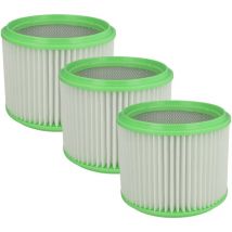 Lot de 3x filtres à cartouche compatible avec Gisowatt Brico 235 p, Brico 230, Brico 250, Brico 230 p / x aspirateur - Filtre plissé - Vhbw