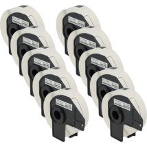 Rouleaux d'étiquettes, lot de 10x pièces 29mm x 90mm compatible avec Brother pt QL-820NWB imprimante d'étiquettes - Vhbw
