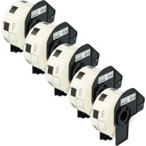Rouleaux d'étiquettes, lot de 5x pièces 23mm x 23mm compatible avec Brother pt QL-800, QL-820NWB, QL-810W imprimante d'étiquettes - premium - Vhbw