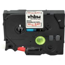 Vhbw - 1x Schriftband-Kassette kompatibel mit Brother pt 900, 550, 540, 3600, 500-Series, 350, 340 Etiketten-Drucker 12mm Rot auf Weiß, Flexibel