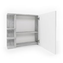 Vicco - Specchio contenitore bagno Fynn, Calcestruzzo, 79.6 x 64 cm