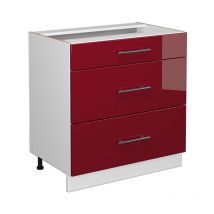 Vicco - Cassettiera da bagno Fame-Line, Rosso bordeaux lucido, 80 x 81.6 cm con 3 cassetti, senza piano di lavoro