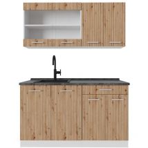 Vicco - Cocina versátil R-Line, Roble artesanal/blanco, 140 cm , et Antracita