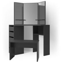 Coiffeuse Arielle, Noir, 110 cm avec banc Vicco