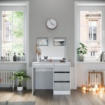 Coiffeuse Sherry, Blanc, 90 cm avec miroir led Vicco